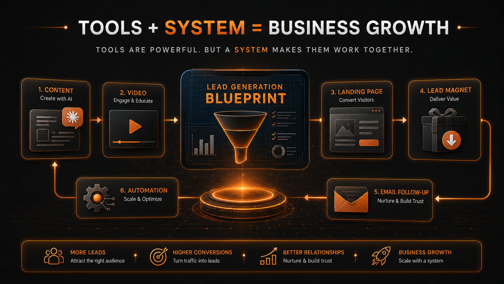 Tools and system working together to create online business growth